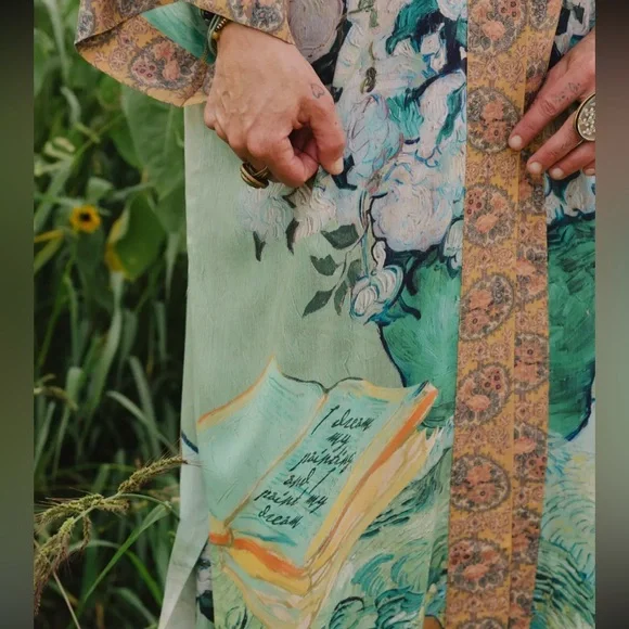 I Paint My Dream Van Gogh Opera Duster Kimono Robe - Picture 3 of 14